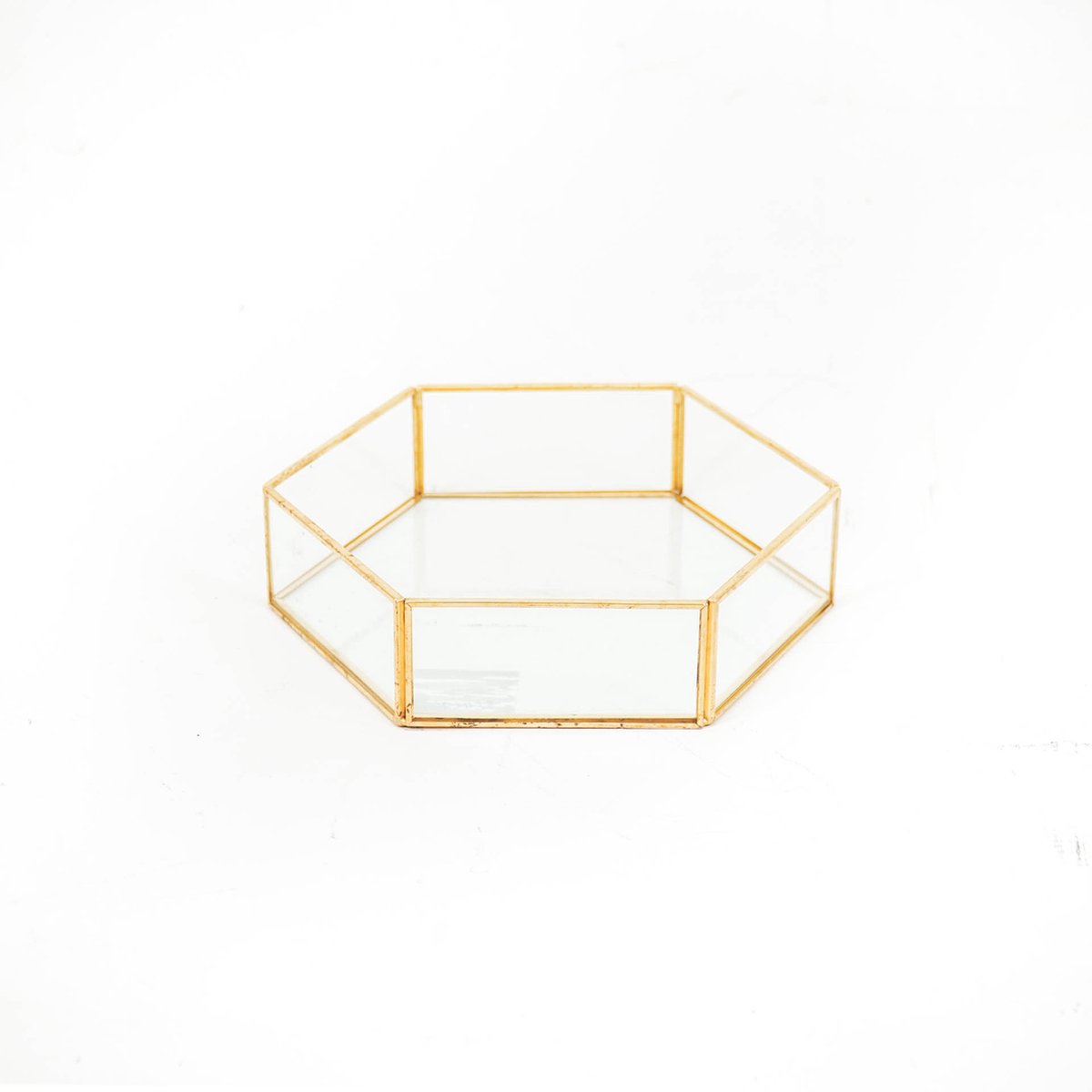 Housevitamin Glazen box Goud - 19x16,5x4,5cm