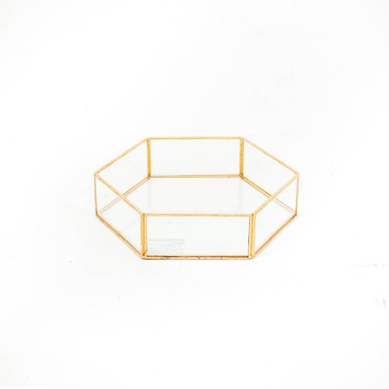 Housevitamin Glazen box Goud - 19x16,5x4,5cm