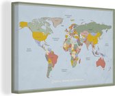 Canvas Schilderij Wereldkaart - Kleuren - Quote - Aarde - Canvasdoek - 150x100 - Wanddecoratie