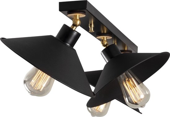 Plafondlamp Banjul, ronde plafondlamp van metaal in wit/houtoptiek, 3-lamp, met verstelbare spots, 3 x E27 fitting, spiraal in retro/vintage design, zonder gloeilampen Plafondlamp Banjul, ronde plafondlamp van metaal in wit/houtoptiek, 3-lamp, met verstelbare spots, 3 x E27 fitting, spiraal in retro/vintage design, zonder gloeilampen
