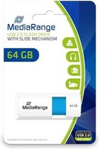 MediaRange | USB stick | 64 GB | USB 2.0 | Slider | Wit - Licht Blauw
