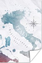 Wanddecoratie - Wereldkaarten - Verf - Italië - 40x60 cm - Poster