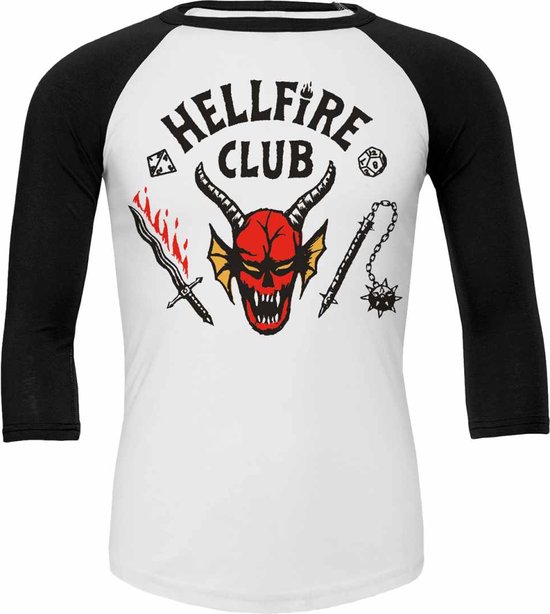 Stranger Things shirt Raglan wit - Hellfire Club