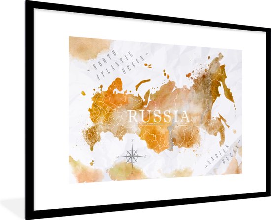 Cadre photo avec affiche - Russie - Wereldkaart - Peinture - 120x80 cm - Cadre pour affiche