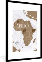 Fotolijst incl. Poster - Wereldkaart - Bruin - Afrika - 60x90 cm - Posterlijst
