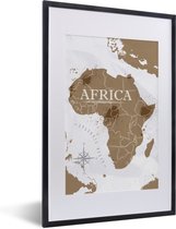 Fotolijst incl. Poster - Wereldkaart - Bruin - Afrika - 40x60 cm - Posterlijst