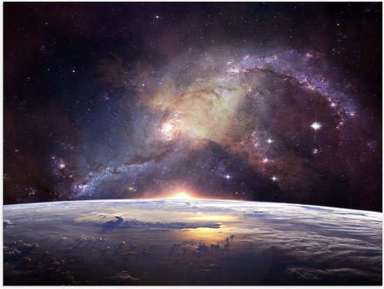 Poster (Mat) - Galaxy Lucht vanaf Planeet - 40x30 cm Foto op Posterpapier met een Matte look