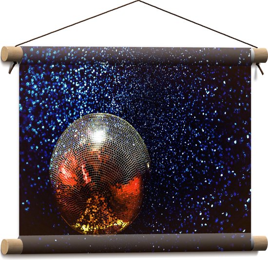Textielposter - Glinsterende Discobal in Donkere Ruimte - 40x30 cm Foto op Textiel