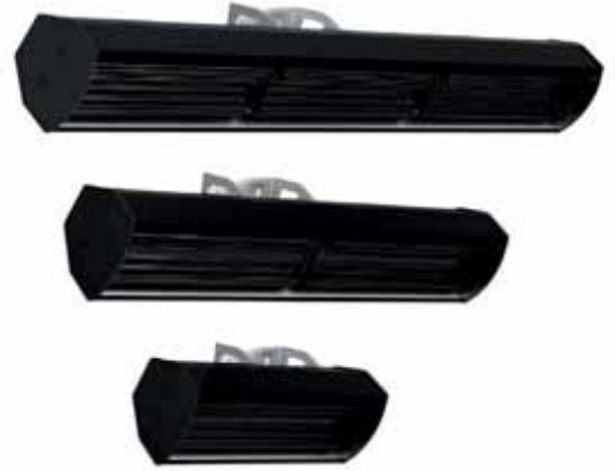 Zwarte infrarood heater, Welltherm HP classic zwart 650 Watt, 26 x 9,5 x 17,1 cm