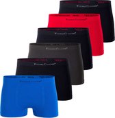 Heren naadloze boxershorts - 6 stuks - Aansluitende pasvorm - Zwart/Rood/Antraciet/Blauw - Maat S/M