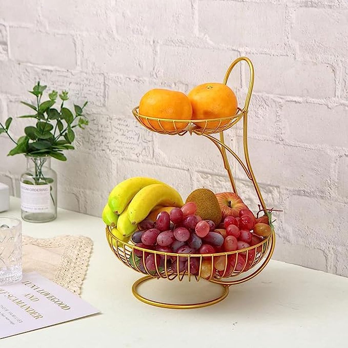 fruitmand fruitschaal Metalen fruitschaal, stabiele fruitmand plantaardige kom, creatieve fruitschotel for tafel middelpunt for woonkamer, pantry fruit bowl fruit basket Fruitkommen (Color : Gold