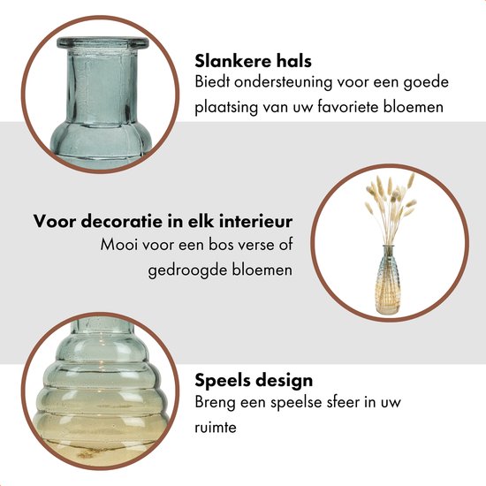 QUVIO Vase en Verres / Vase / Vase en verre / Vases - 6 x 19,5 cm (dxh) - Jaune / Blauw