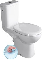 Duoblok toilet voor gehandicapten CLEAN ON, Rimless, afval achteraan, wit