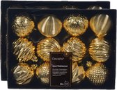 Decoris kerstballen gedecoreerd - 24x - 6 cm -kunststof - goud