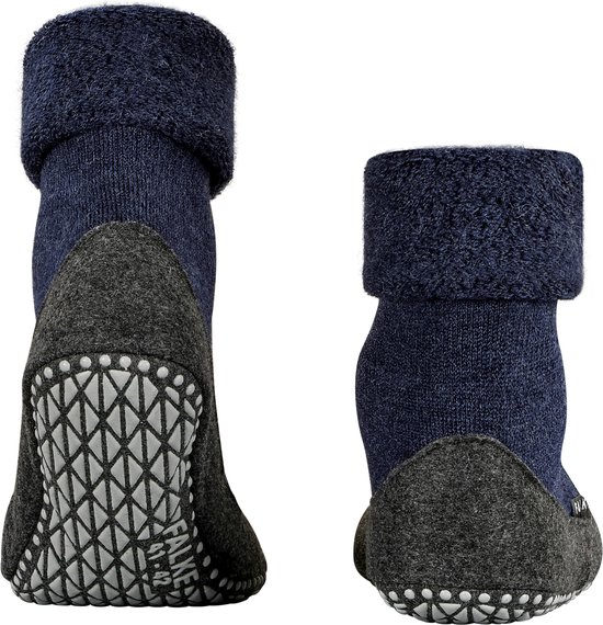 FALKE Cosyshoe Noppen op de zool wol huissokken heren blauw - maat 37-38