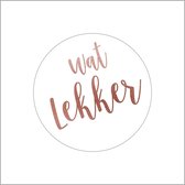 Sticker - "Wat Lekker" - Etiketten - 40mm Rond - Wit/Rosé - 250 Stuks