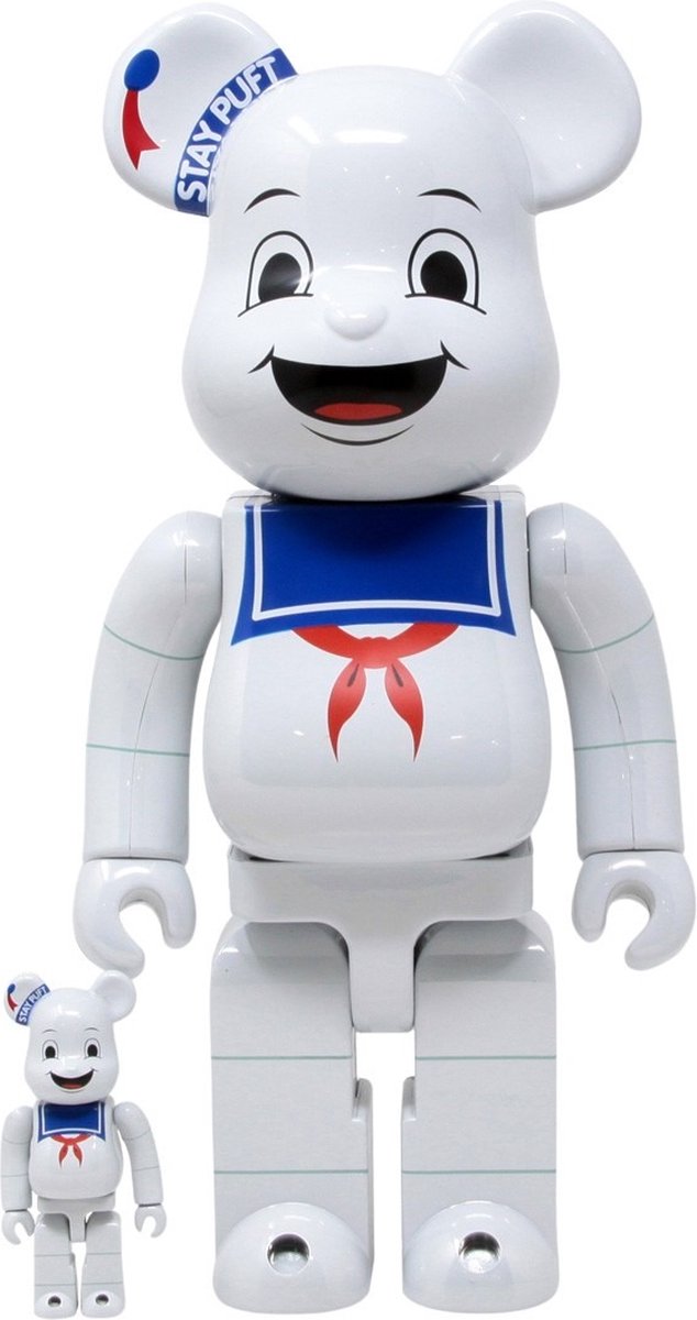 400% & 100% Bearbrick set - Stay Puft Marshmallow Man (White Chrome)