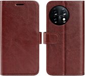 OnePlus 11 Hoesje - MobyDefend Wallet Book Case (Sluiting Achterkant) - Bruin - GSM Hoesje - Telefoonhoesje Geschikt Voor OnePlus 11