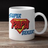 Vaderdag Cadeau Voor Man - Beker / Mok met tekst Super Papa - Geschenk Mannen, Papa's & Vaders - Kleur Wit