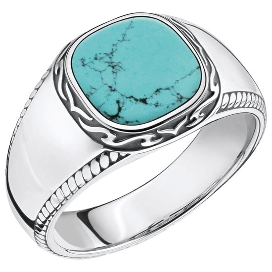 Thomas Sabo Unisex ring turquoise 925 sterling silver, black TR2242-878-17