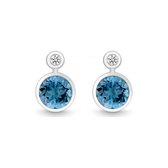 QUINN - Boucles d'oreilles (paire) - Femme - Argent 925 - Diamant - Topaze Blauw - Wess. (H) / piqué - 363939582