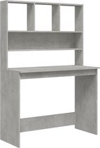 vidaXL - Bureau - met - schappen - 102x45x148 - cm - bewerkt - hout - betongrijs