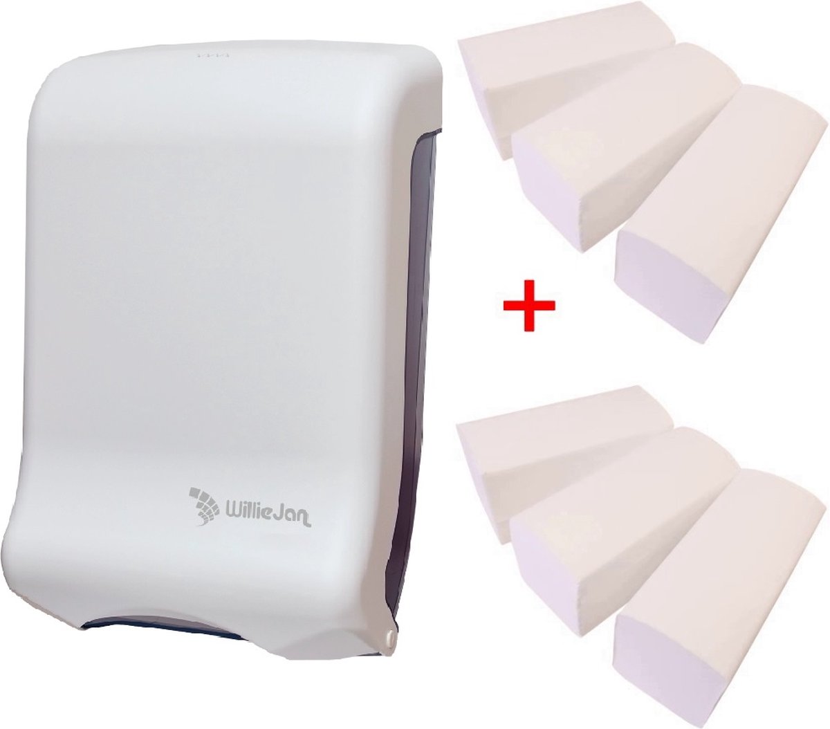 WillieJan startset papieren handdoekjes JF9002 – Wit – Handdoekjes dispenser + 6 bundels handdoekjes