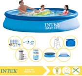 Intex Easy Set Zwembad - Opblaaszwembad - 366x76 cm - Inclusief Afdekzeil, Onderhoudspakket, Filter, Grondzeil, Onderhoudsset, Trap en Voetenbad