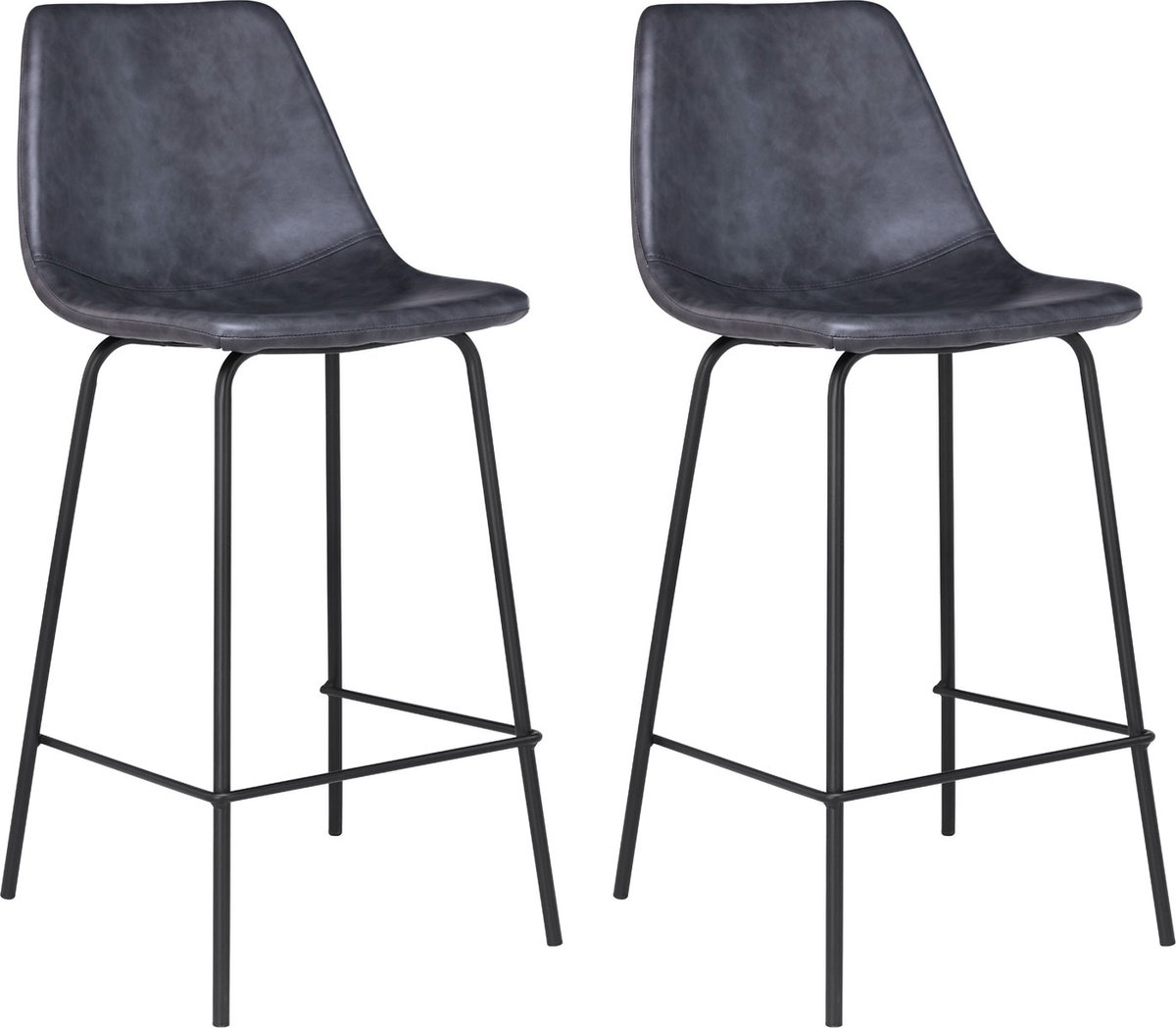Set van 2 vintage LUCIEN barkrukken donkergrijs - Zithoogte 65cm
