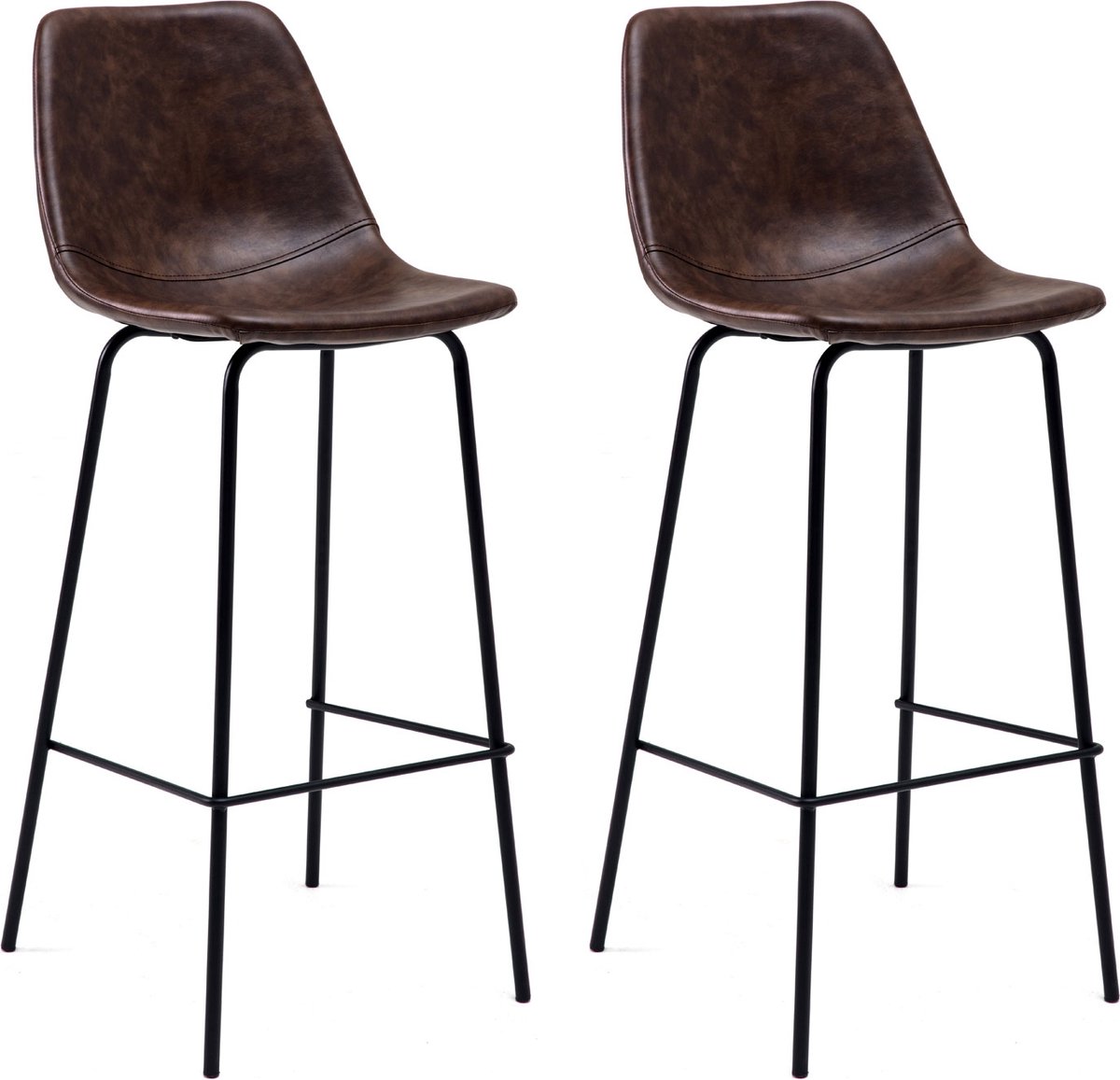 Set van 2 vintage LUCIEN barkrukken bruin - Zithoogte 75cm