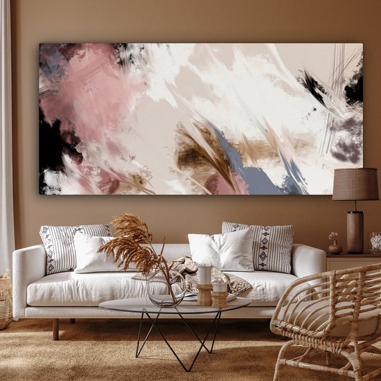 Canvas - Muurdecoratie - Foto op canvas - 160x80 cm - Slaapkamer - Verf -  Abstract -... | bol