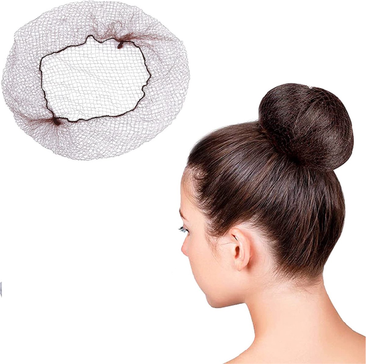 50 stuks haarnetjes onzichtbaar elastisch rand mesh 22 inch donker bruine nylon onzichtbaar haarnet voor vrouwen, meisjes, haarknoopjes maken