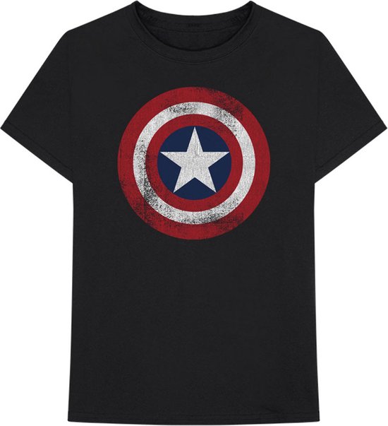 Captain America - Cracked Shield Mannen T-Shirt - Blauw - XXL