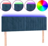 vidaXL - Hoofdbord - LED - 144x5x78/88 - cm - fluweel - donkerblauw