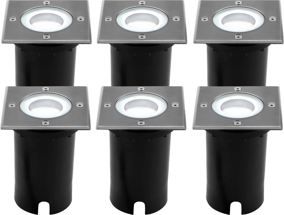Ledvion Set van 6 LED Grondspot Buiten IP67 3W 230V 345Lm 6500K GU10 wit