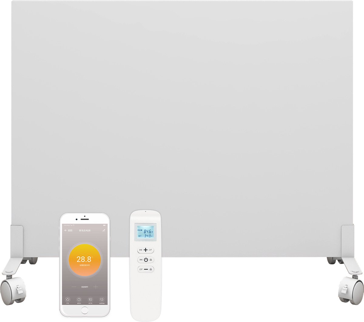 Quality Heating - QH-OR Serie verplaatsbaar infraroodpaneel - Met afstandsbediening - Vrijstaand op wielen - 450Watt - 60,5 x 70 cm - infrarood verwarmer - infraroodverwarming