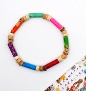 Jeannette-Creatief® - Beach - Mixed Colors Jaspis - Armband met Natuursteen - Jaspis - Armband met Kokos - Dames Armband - Armband met Elastiek