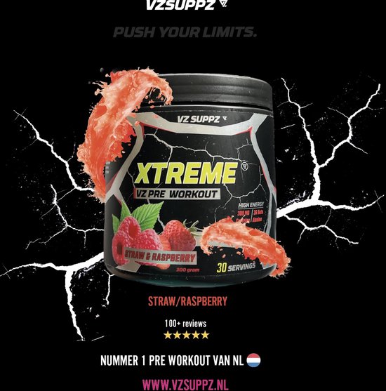 Xtreme Pre Workout Straw/Raspberry Pre Workout Caffeine Boost