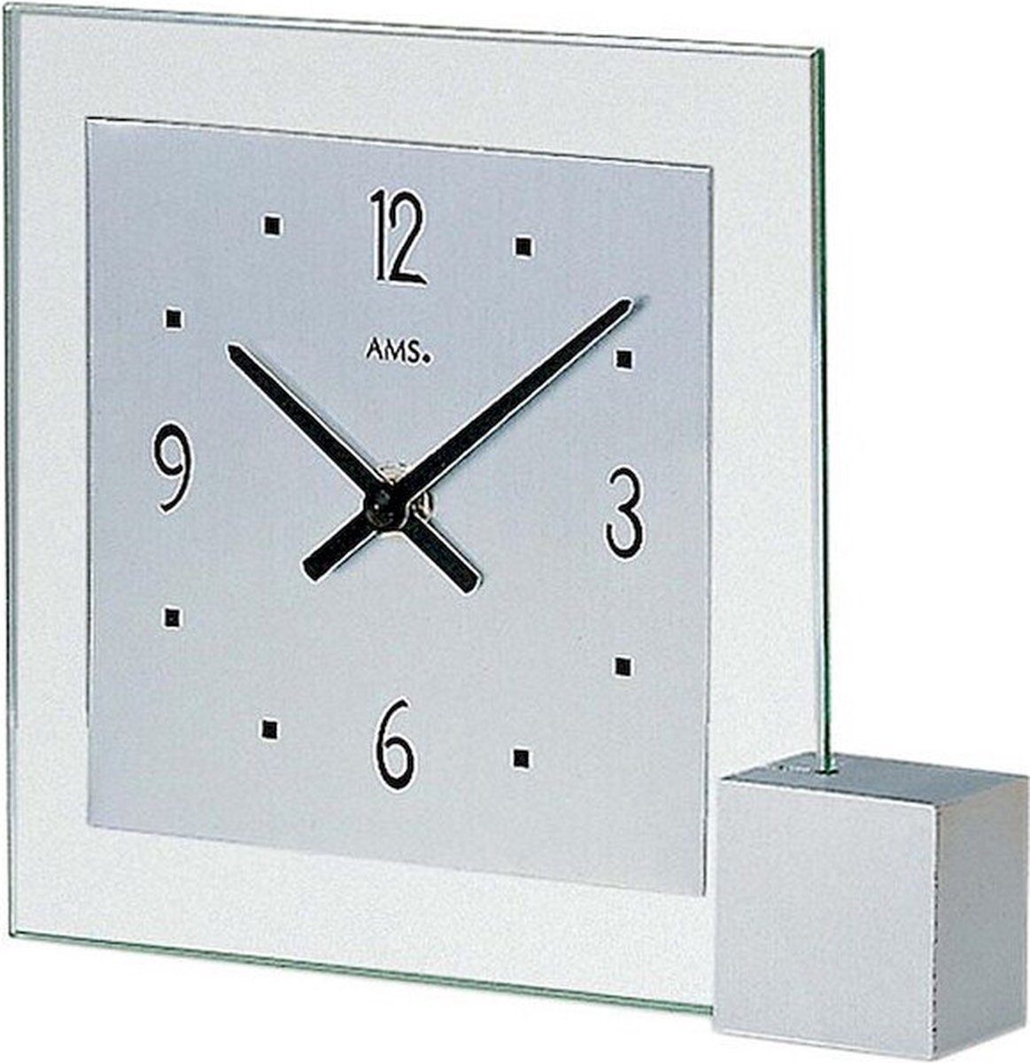 AMS T102 - Tafelklok - Analoog - Aluminium - Mineraal Glas - Hout - Zilverkleurig