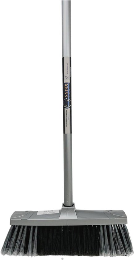 Synx Tools Binnenbezem Grijs - Zachte Bezems - Kamerveger - Veger / Zachte Bezem - Incl. Steel 130cm - Binnen Bezem