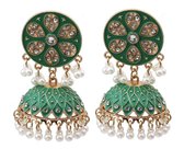 N3 Collecties Vintage luxe groene bungelende oorbellen voor dames