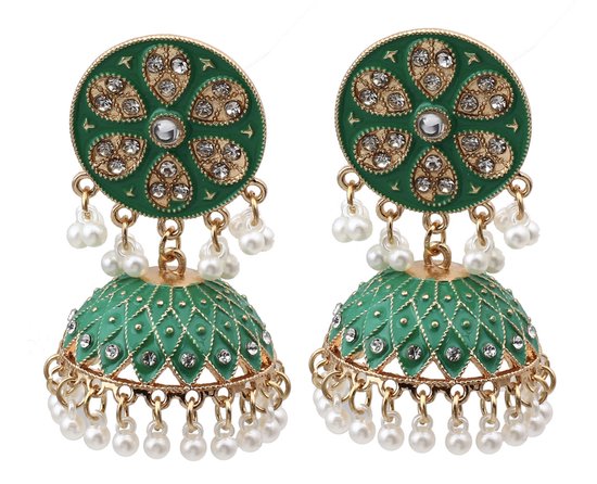 N3 Collecties Vintage luxe groene bungelende oorbellen voor dames