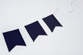 Vlaggenlijn van stof | Marine blauw - 2 meter / 6 vlaggetjes - Donker Blauwe vaandel vlaggetjes - Verjaardag slinger / Babykamer decoratie - Stoffen slingers handgemaakt & duurzaam