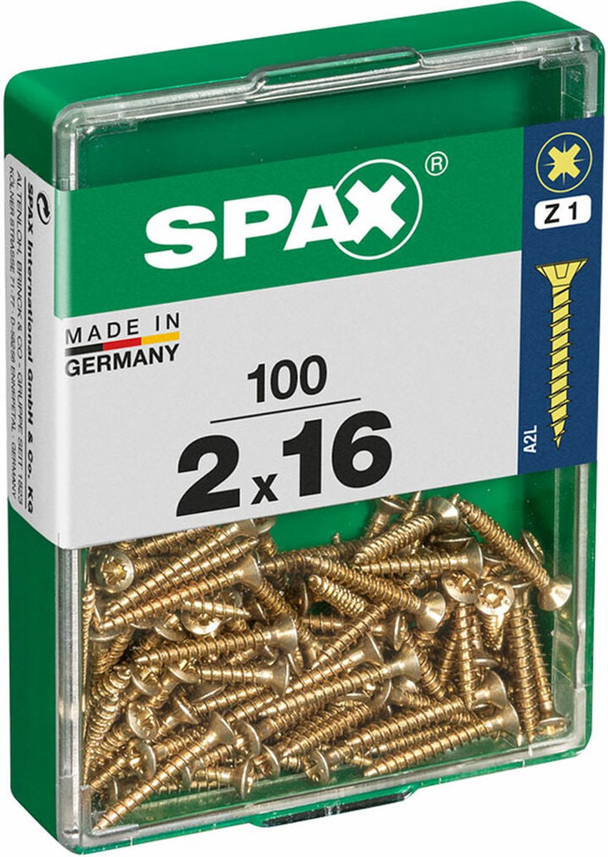 Spax Box of screws 4081020200162 wood screw flat head (2 x 12 mm) (2 x 16 mm) (20 x 16 mm)