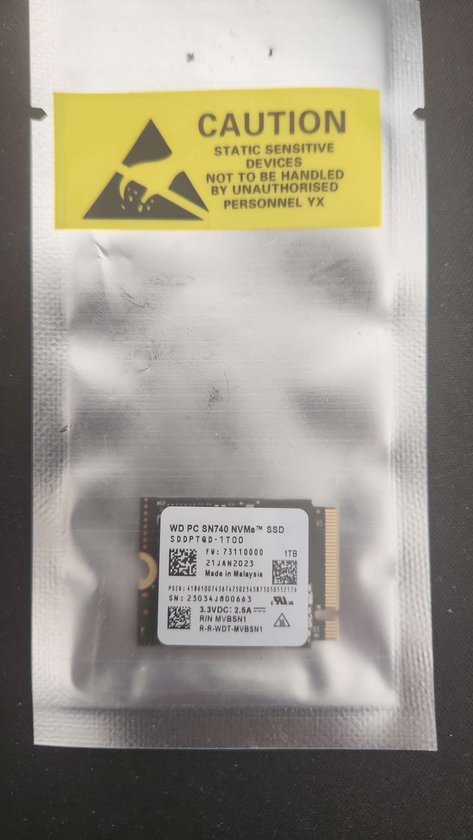 Western Digital SN740 M.2 2230 SSD - 1TB NVMe voor Steam Deck, ROG