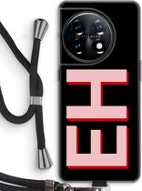 Gepersonaliseerd - Case Company® - Hoesje met koord geschikt voor OnePlus 11 hoesje met Koord - Monogram - Telefoonhoesje met Zwart Koord - Bescherming aan alle Kanten en Over de Schermrand