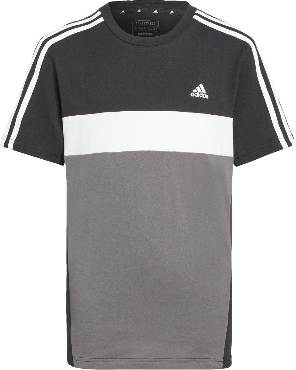 adidas Sportswear Tiberio 3-Stripes Colorblock Katoenen T-shirt Kids Kinderen Zwart