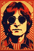 John Lennon Poster | The Beatles | Rood | Poster John Lennon | 61x91cm | Geschikt om in te lijsten