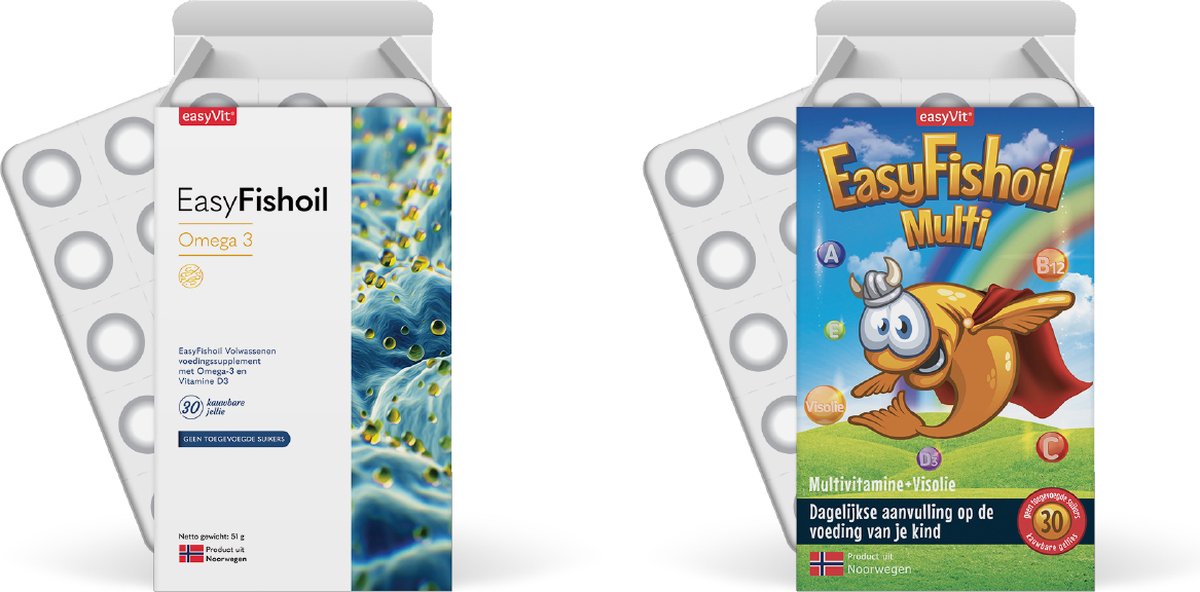 Goedkoopste EasyFishoil - Omega 3 voordeelpakket voor kinderen en volwassenen - EasyFishoil Adult EasyFishoil Multi