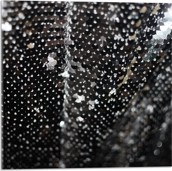 Acrylglas - Close-up van Zilveren Stof - 50x50 cm Foto op Acrylglas (Wanddecoratie op Acrylaat)